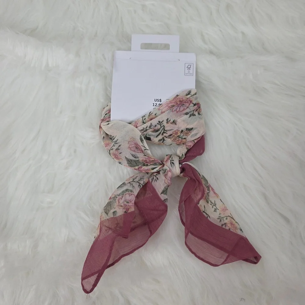 Iam Floral Scarf Pink and Cream